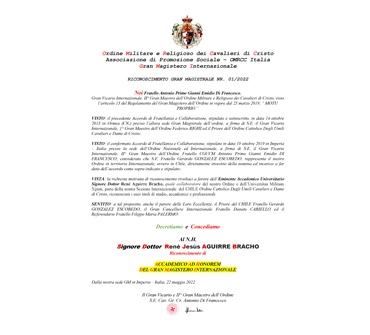 Academic Ad Honorem of the Grand International Teacher