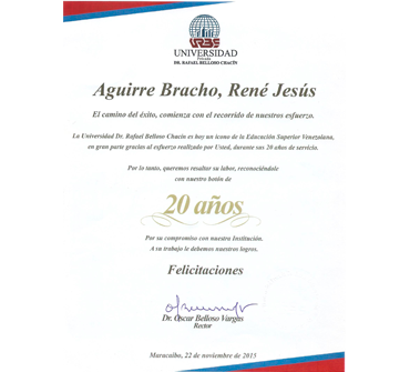 Recognition of 20 Years of Service